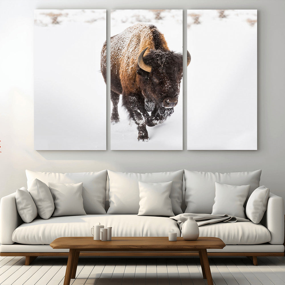 Bison Winter Wall Art Canvas Print For Farmhouse Decor