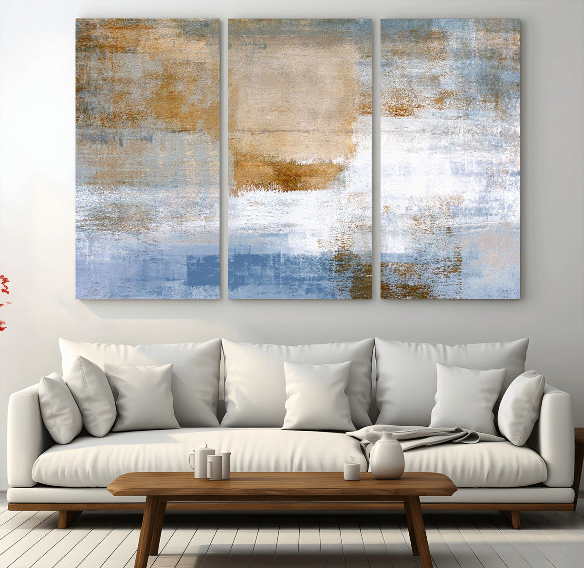 Blue Multi Panel Abstract Wall Art Canvas, Abstract Blue and