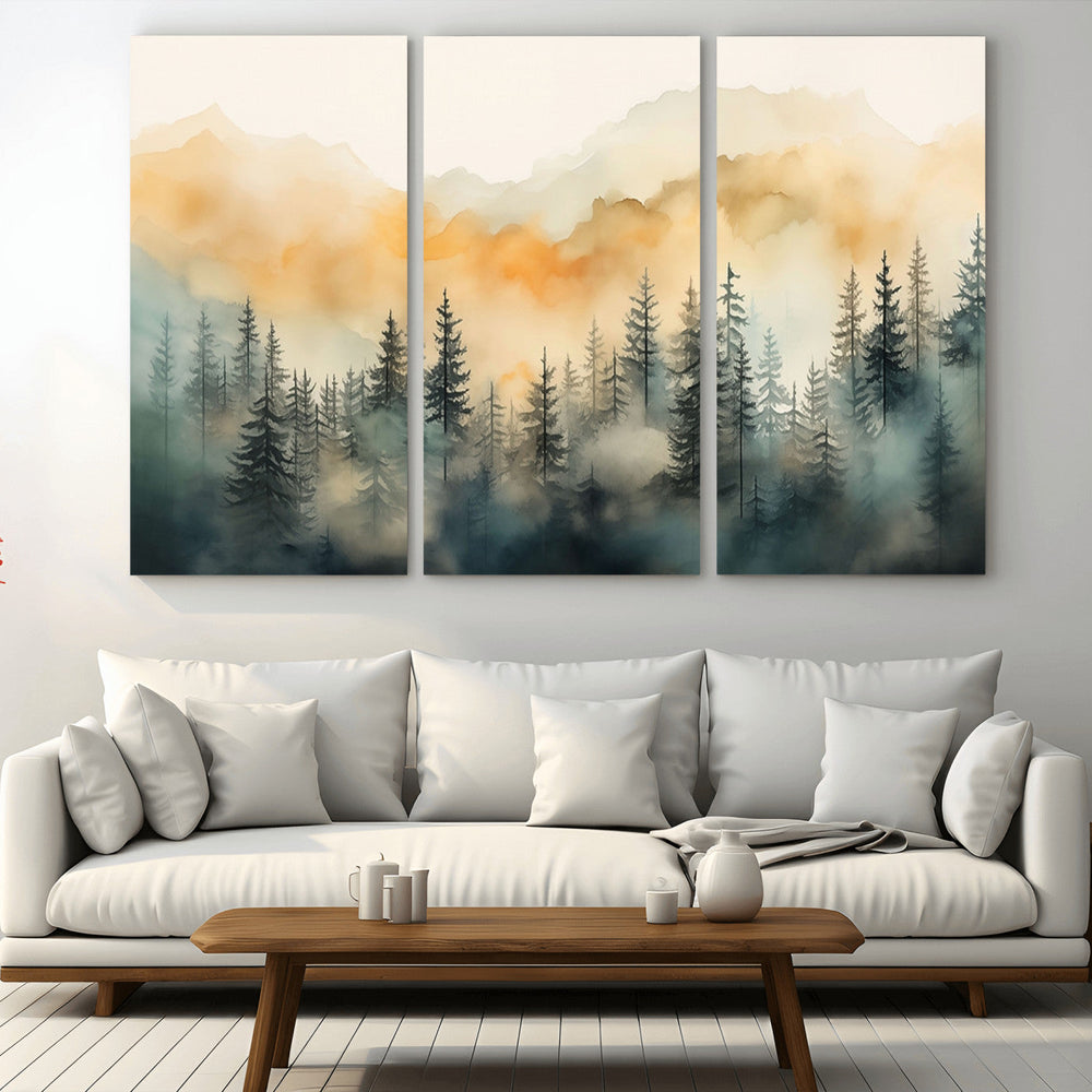 Abstract Forest Print - Mountain Wall Art | Autumn Landscape