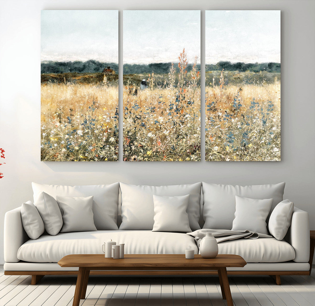 Wildflower Field Wall Art Canvas | Nature-Inspired Landscape