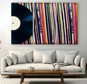 Vinyl Record and Album Collection Canvas Wall Art - Retro