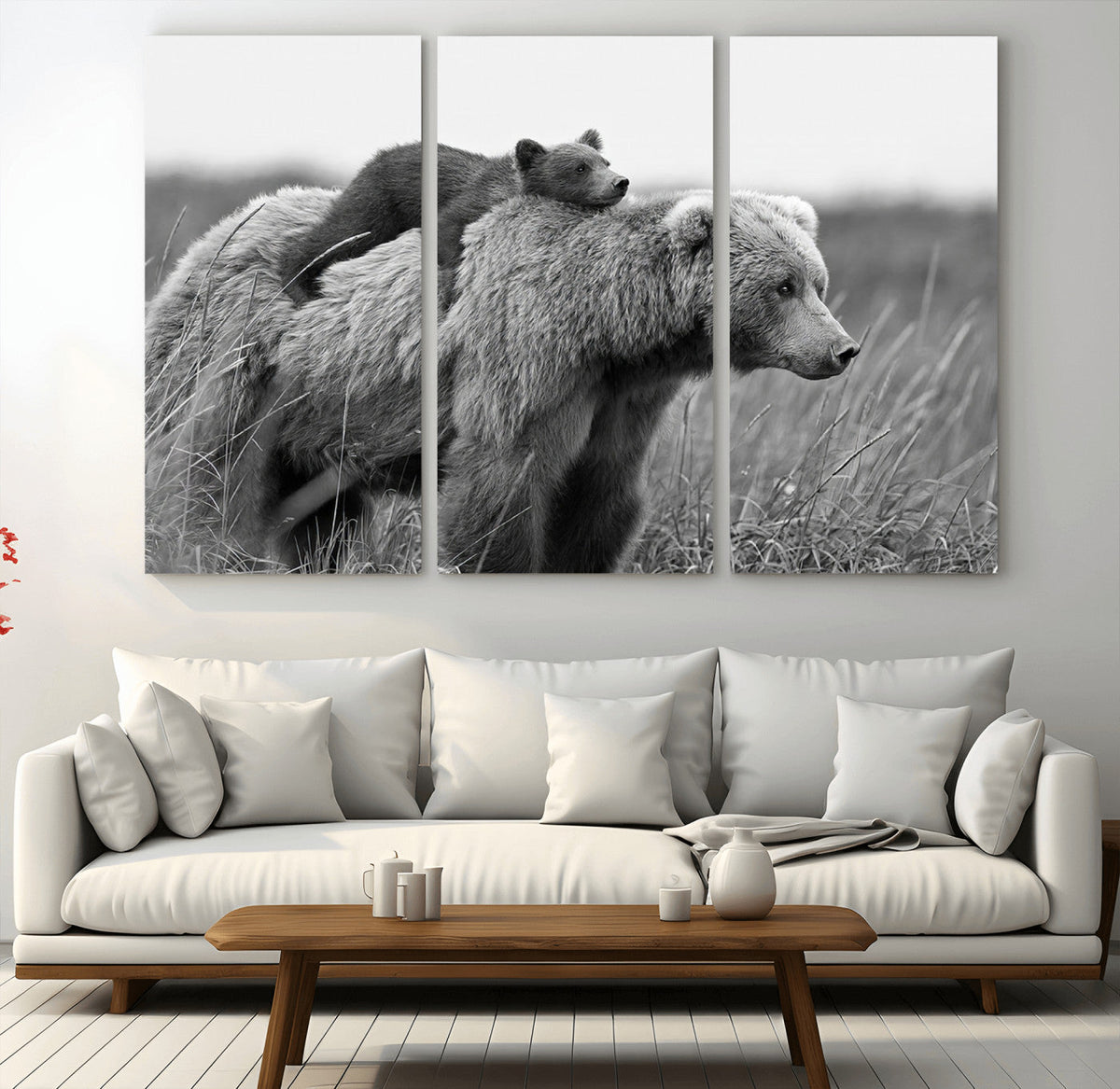 Bear and Cub Wall Art Canvas | 399 Bear Cub