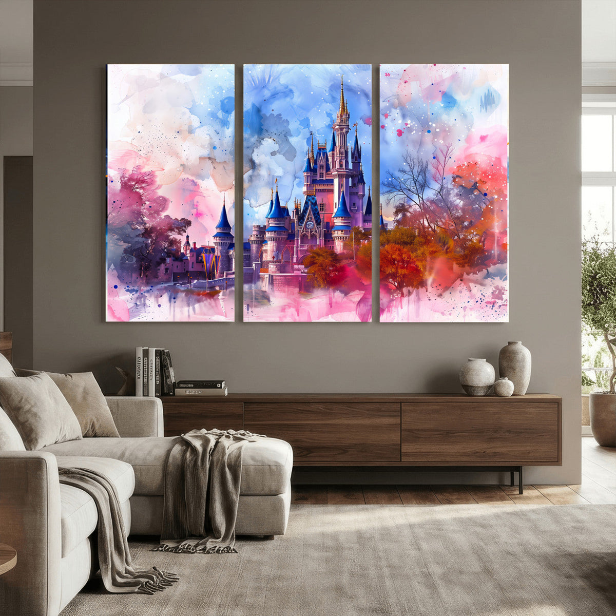 Disney Wall Art: Dreamy Watercolor Cinderella Castle Canvas