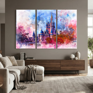 Disney Wall Art: Dreamy Watercolor Cinderella Castle Canvas