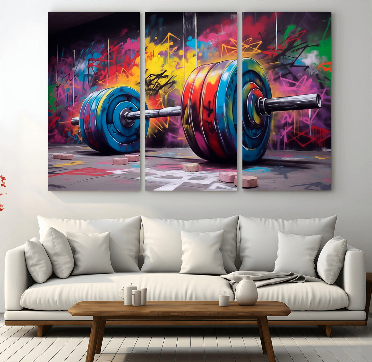 Abstract Graffiti Barbell Canvas Wall Art – Urban Fitness