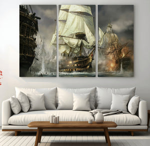 Pirate Ship War Wall Art Canvas Print