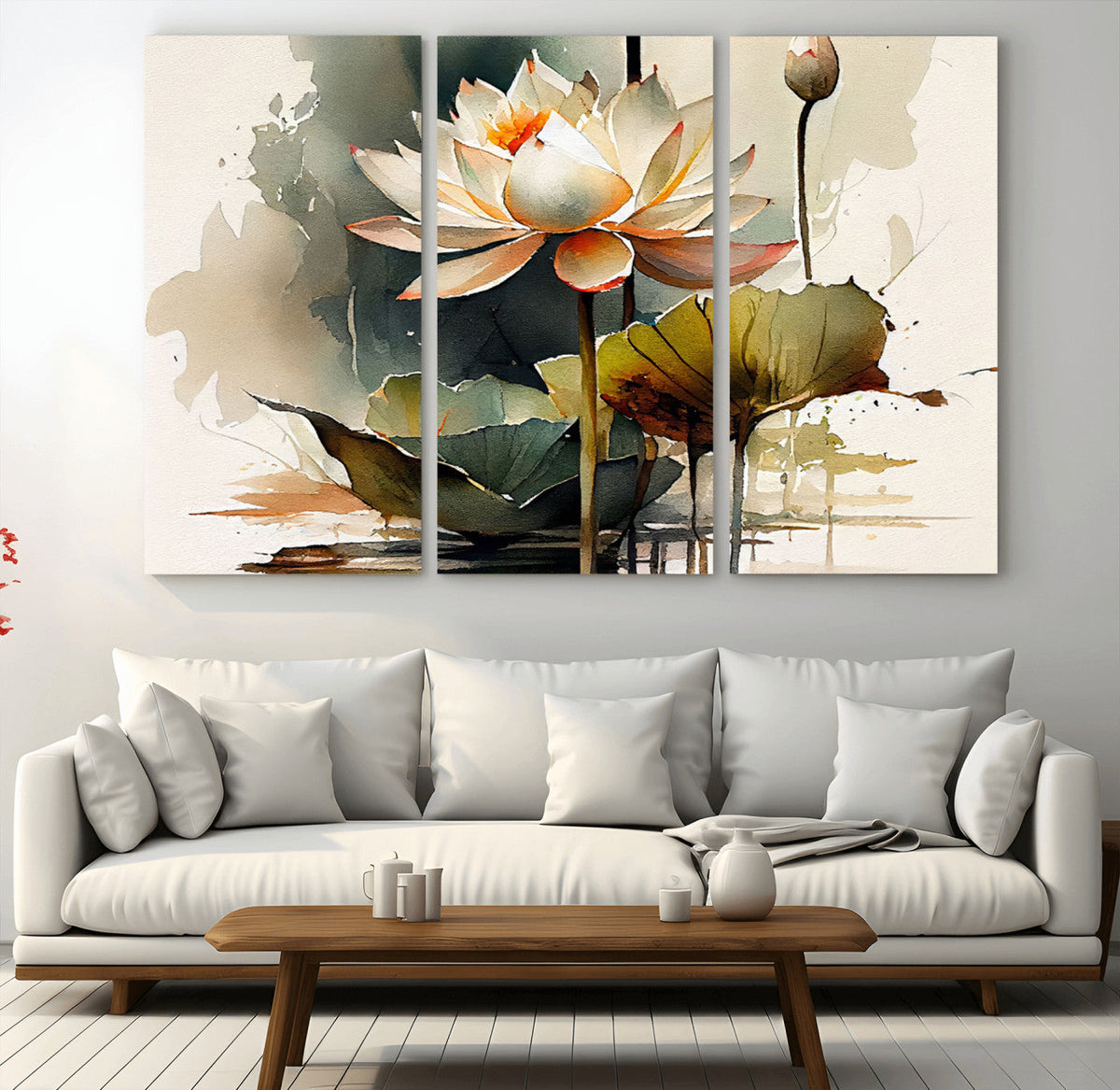 Lotus Flower Watercolor Canvas Print – A Symbol of Serenity