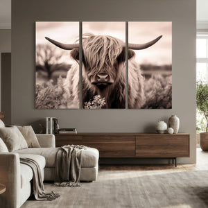 Scottish Cow Longhorn Wall Art Canvas Print