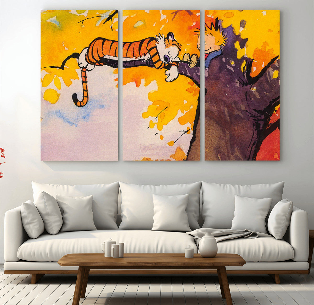 Calvin and Hobbes Tree Scene Canvas Print | 3 Panel Large