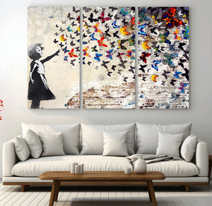 Banksy Graffiti Wall Art Canvas Print: Girl Releasing