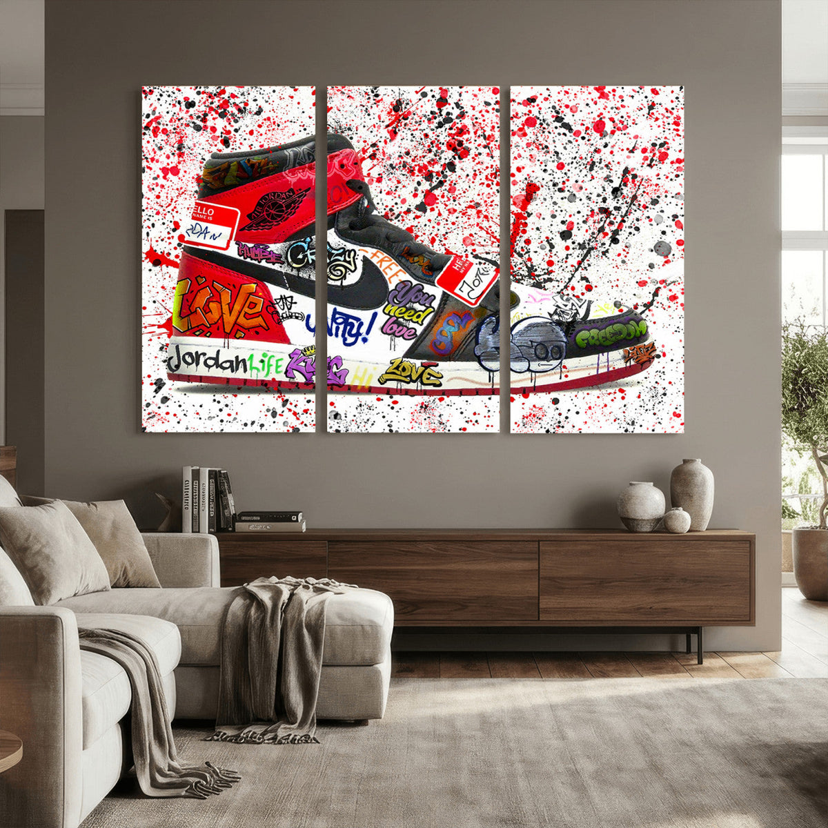 Jordan Shoes Graffiti Wall Art Canvas Print- Jordan Graffiti