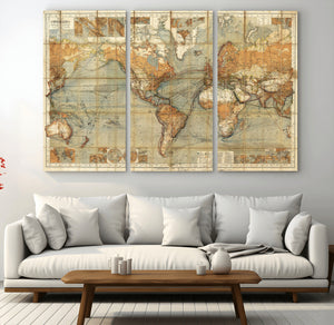 Push Pin World Map Canvas Print – Travel Tracker Wall Art