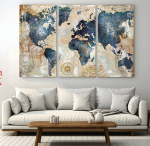 World Map Canvas Print – Framed Wall Art for Couples,