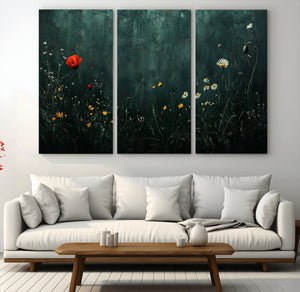 Wildflower Field Framed Wall Art, Vintage Botanical