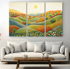 YAYOI KUSAMA Colorful Dot Art Landscape Canvas - Framed