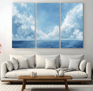 Abstract Ocean Print Artwork- Serene Blue Ocean Canvas Wall
