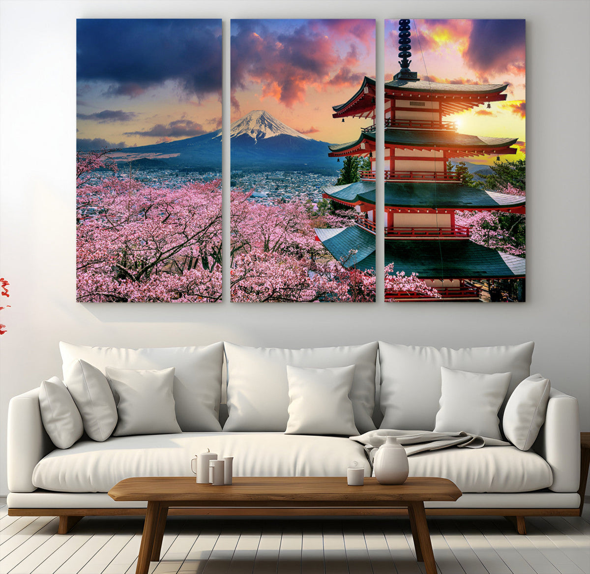 Mount Fuji Cherry Blossom Wall Art Canvas Print – Framed