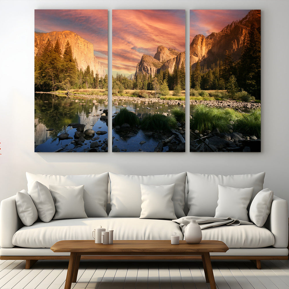 Yosemite Valley Wall Art, El Capitan Sunset Canvas Print,