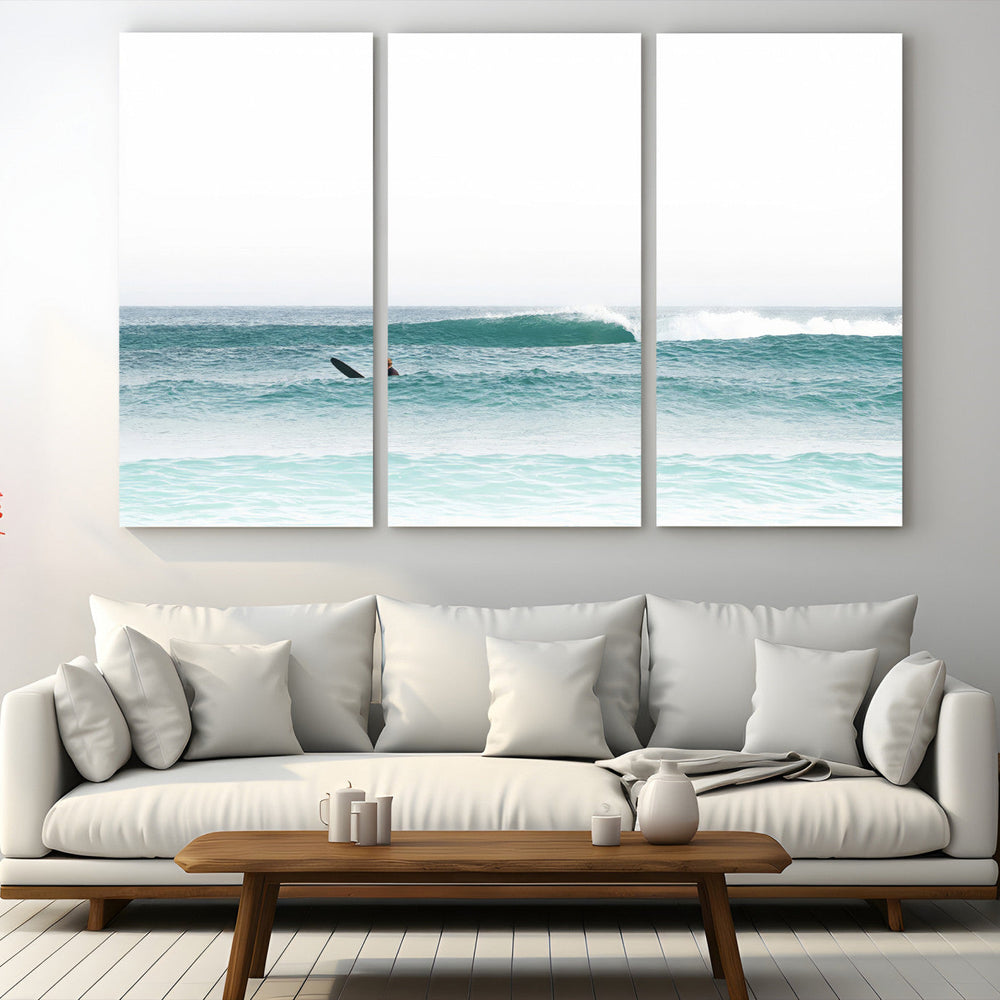 Surfing Wall Art Canvas Print – Framed Ocean Waves