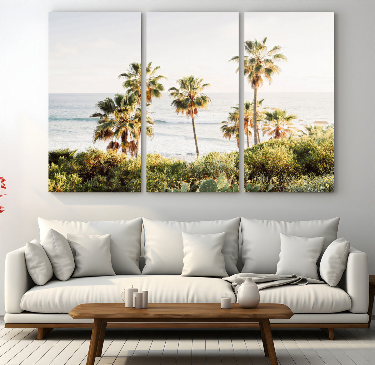 California Coast Palm Trees Wall Art Canvas Print – Framed