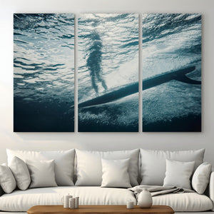 Underwater Surf Wall Art – Framed Ocean Wave Canvas Artwork,