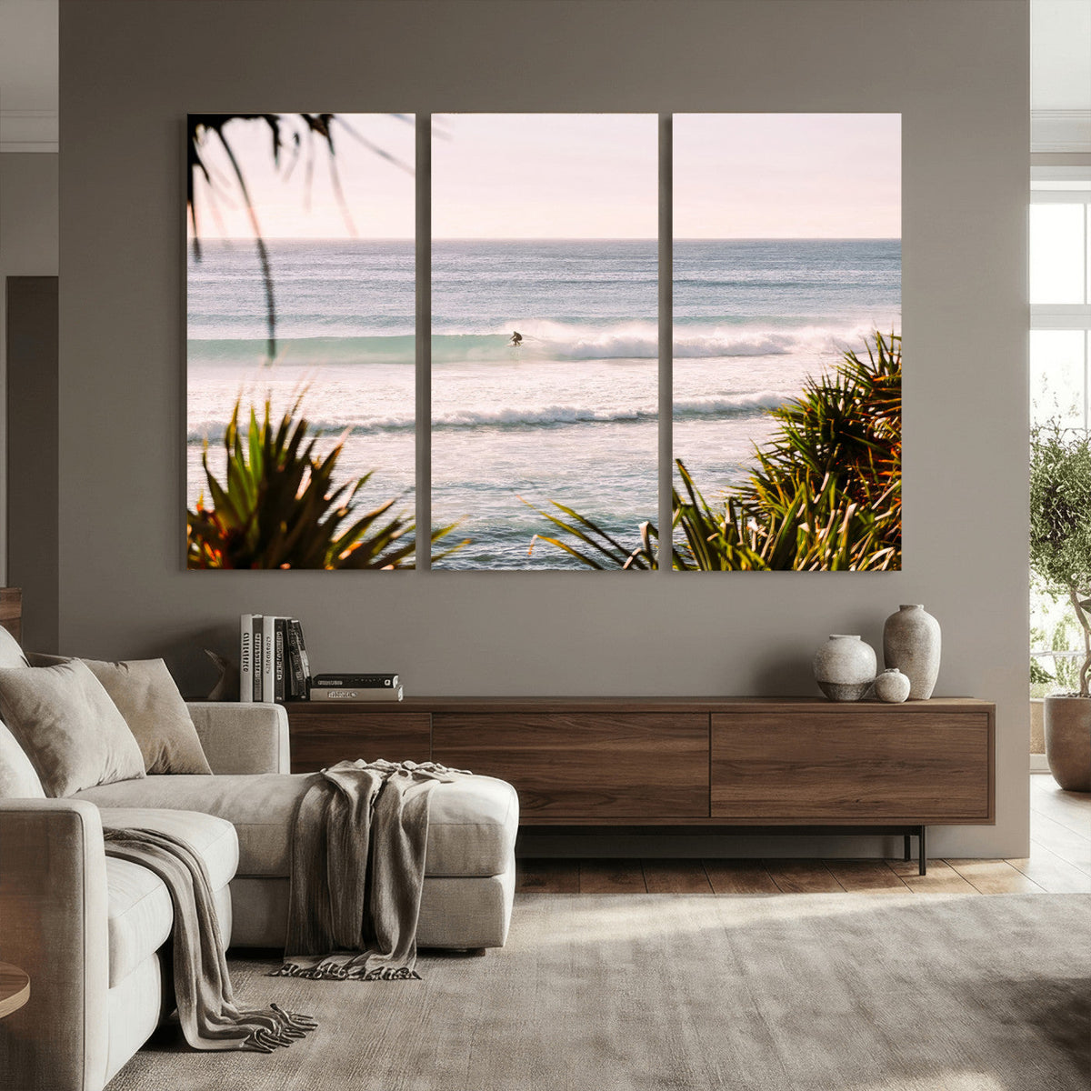 Ocean Surfer Wall Art Canvas Print – Framed Coastal Surf Art