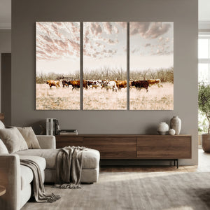Longhorn Cattle Wall Art Canvas Print – Framed Texas Ranch