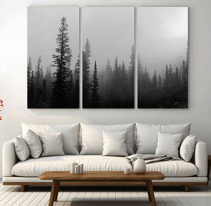 Misty Pines Wall Art Canvas Print – Framed Woodland