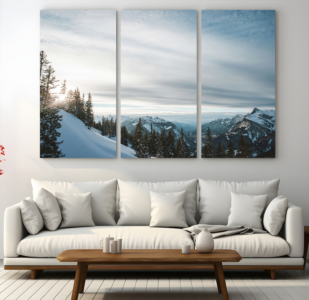 Snowy Mountain Wall Art Canvas Print – Frosty Peaks Alpine