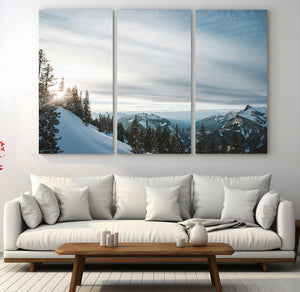 Snowy Mountain Wall Art Canvas Print – Frosty Peaks Alpine