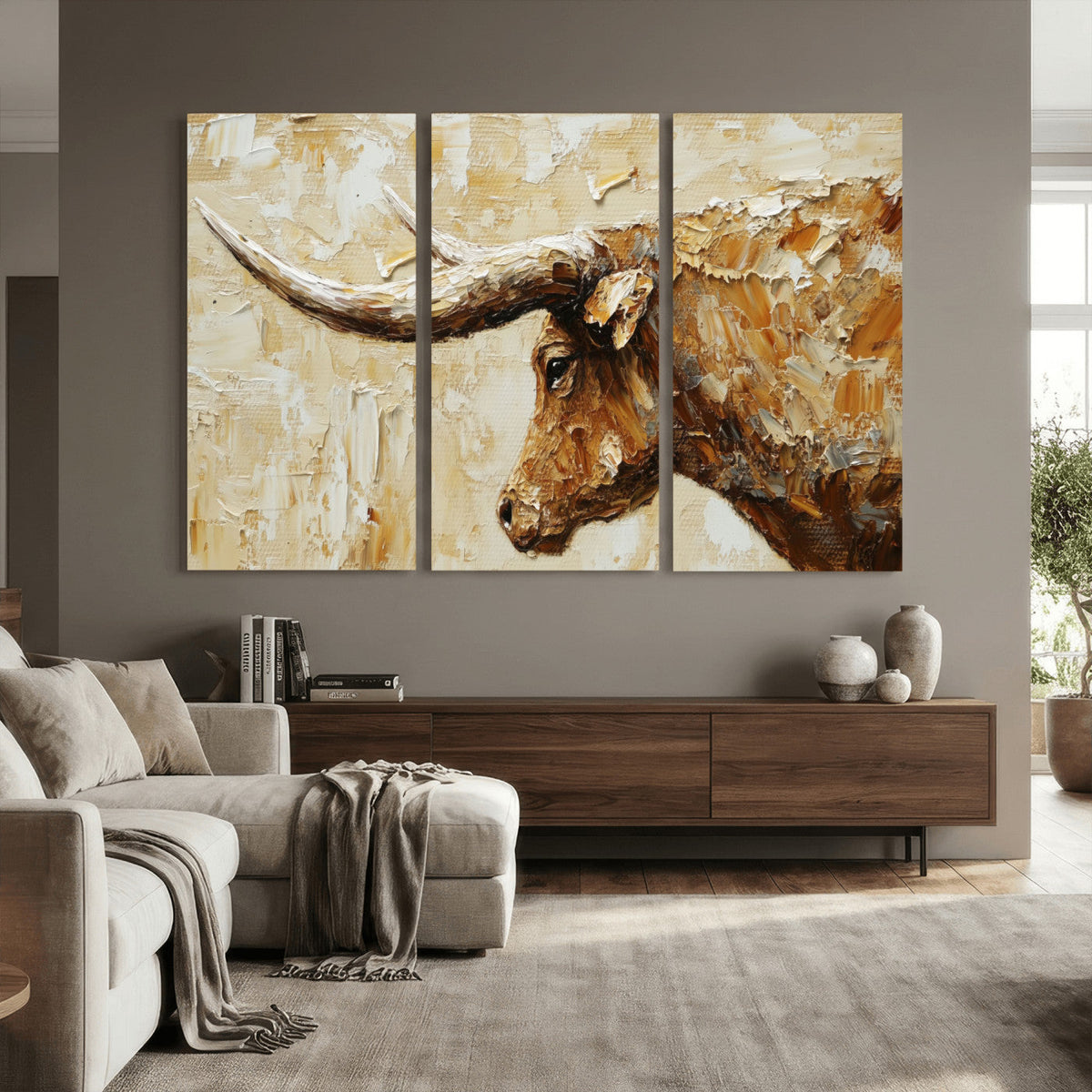 Rustic Longhorn Bull Wall Art Canvas Print – Vintage Western