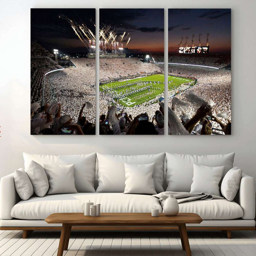 Penn State Stadium Wall Art – White Out Football Game Canvas