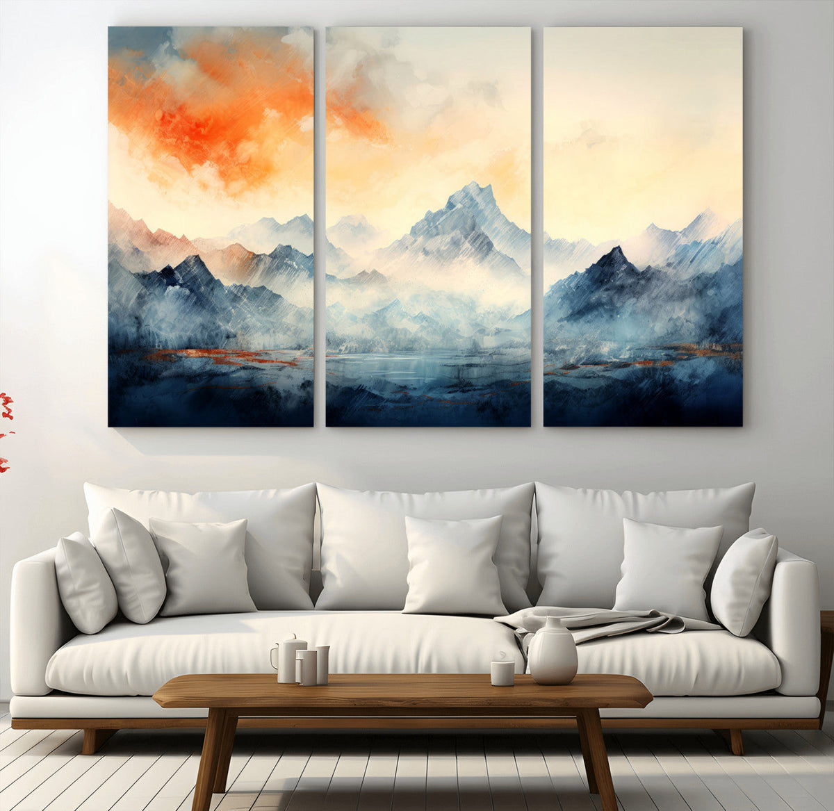 Warm Clouds Abstract Mountain Wall Art Canvas Print