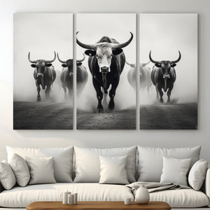 Texas Longhorn Wall Art Canvas Print, Framed Speckled Cow
