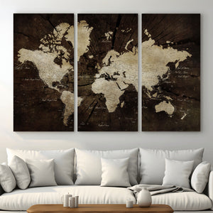 World Map Wall Art Canvas Print – Framed Travel Map Wall Art