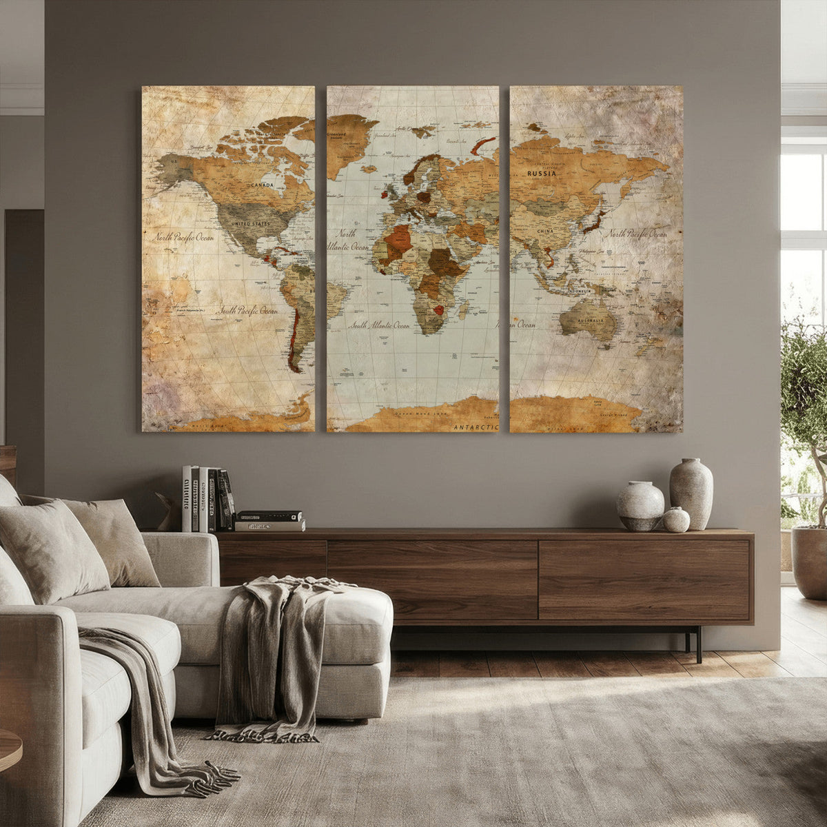 World Map Canvas Print – Detailed Map of the World Wall Art