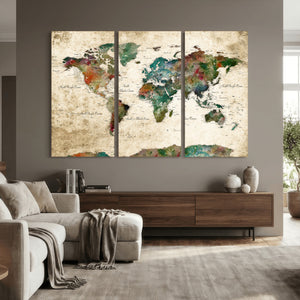World Map Canvas Print – Framed Detailed Map of the World