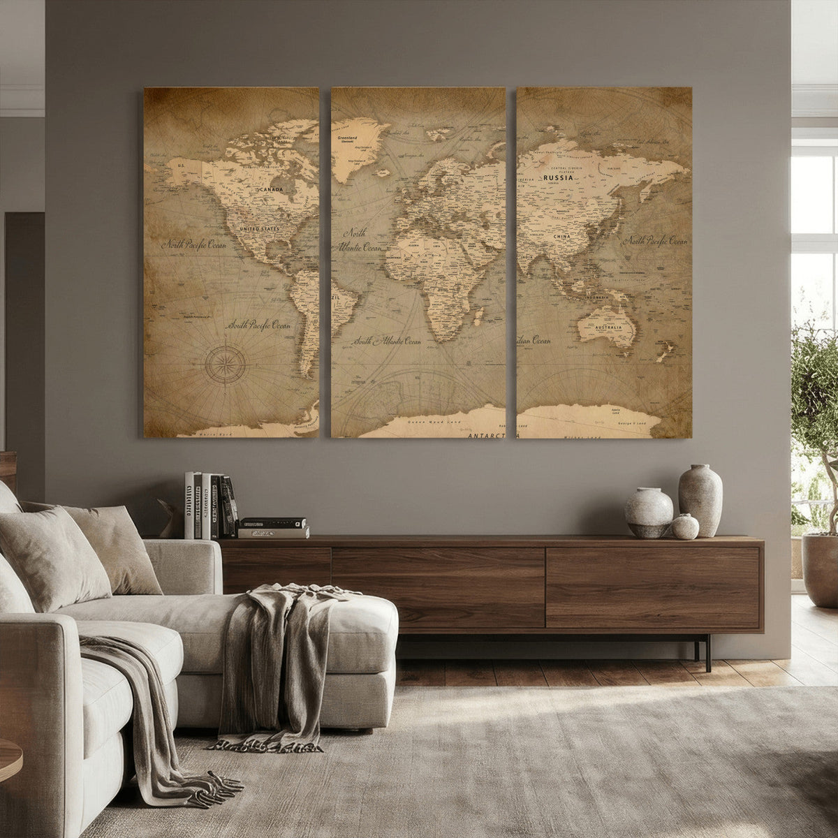 World Map Canvas Print – Framed Travel Map Wall Art for