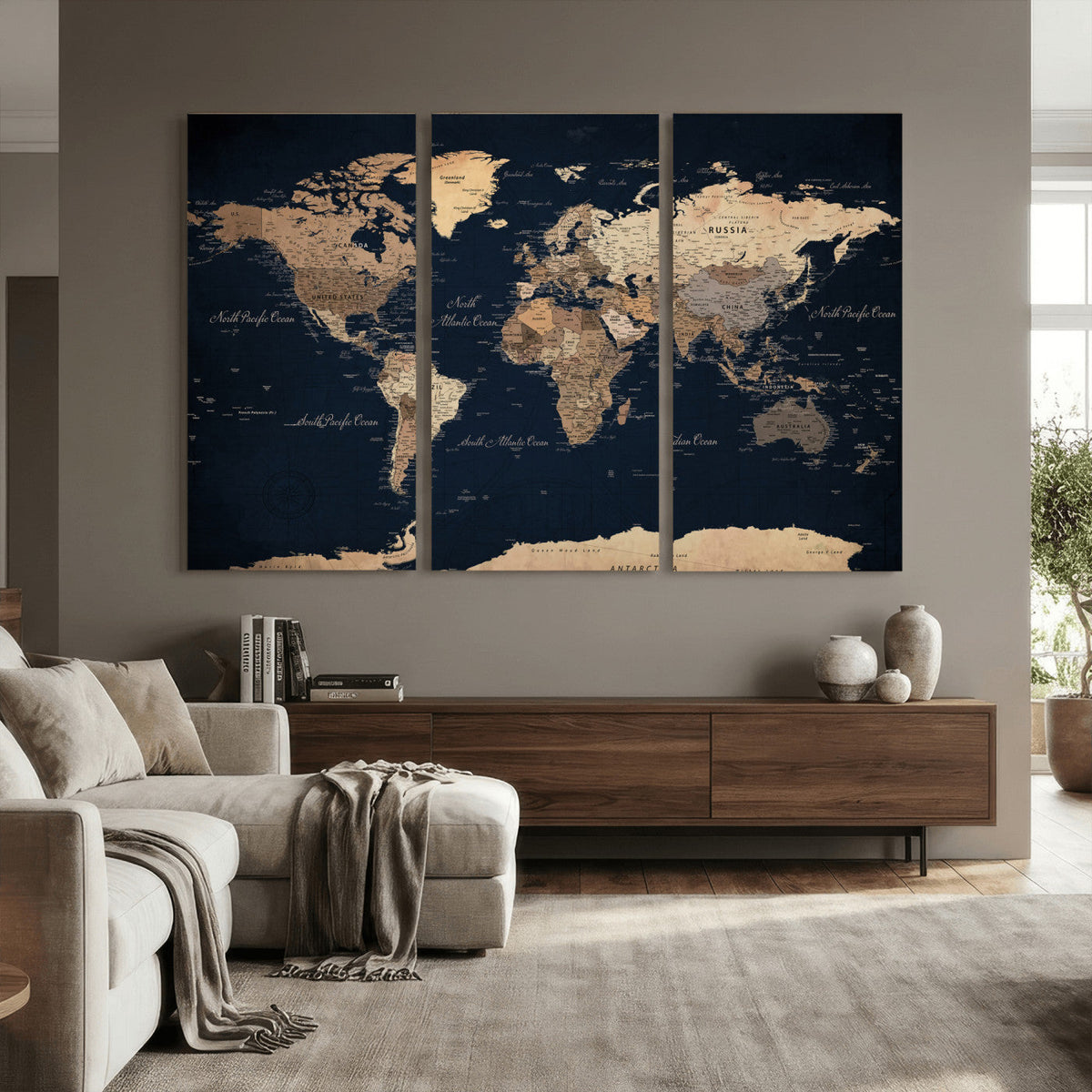World Map Canvas Print – Detailed Map of the World Wall Art