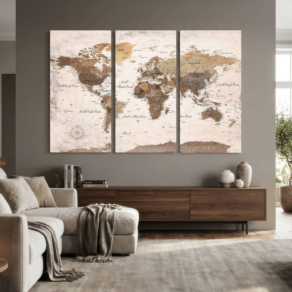 World Map Canvas Print – Framed Travel Map Wall Art for