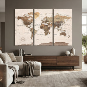 World Map Canvas Print – Framed Detailed Map of the World