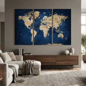 World Map Canvas Print – Framed Travel Map Wall Art for