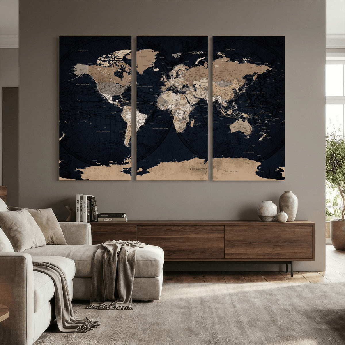 Grunge Wall Art World Map Canvas Print