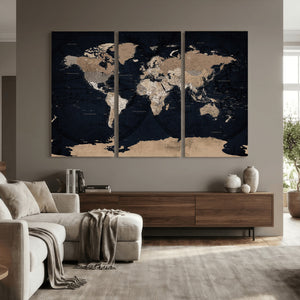 Grunge Wall Art World Map Canvas Print