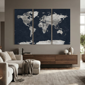 Colorful Watercolor World Map Canvas Print – Vibrant Framed