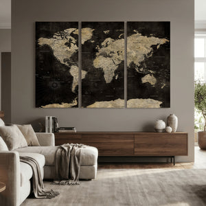 Push Pin World Map Canvas Wall Art Print, Interactive Travel