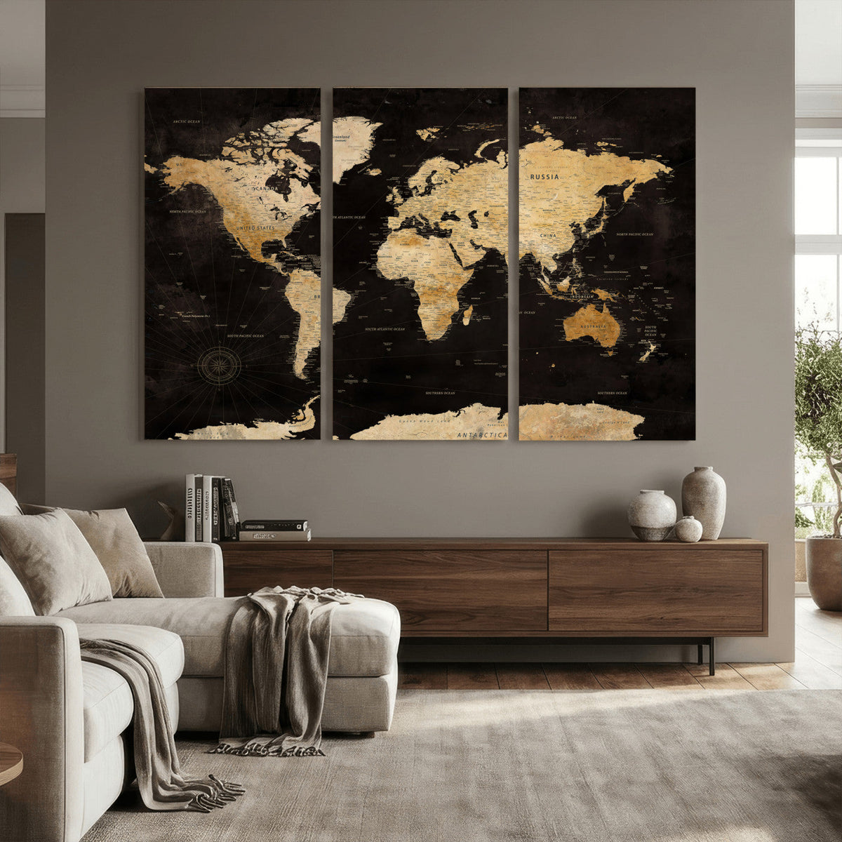 Extra Large World Map Canvas Print – Detailed Map Classic