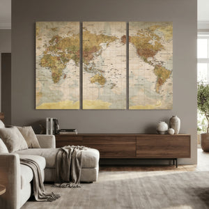 World Map Canvas Print – Detailed Map of the World Wall Art