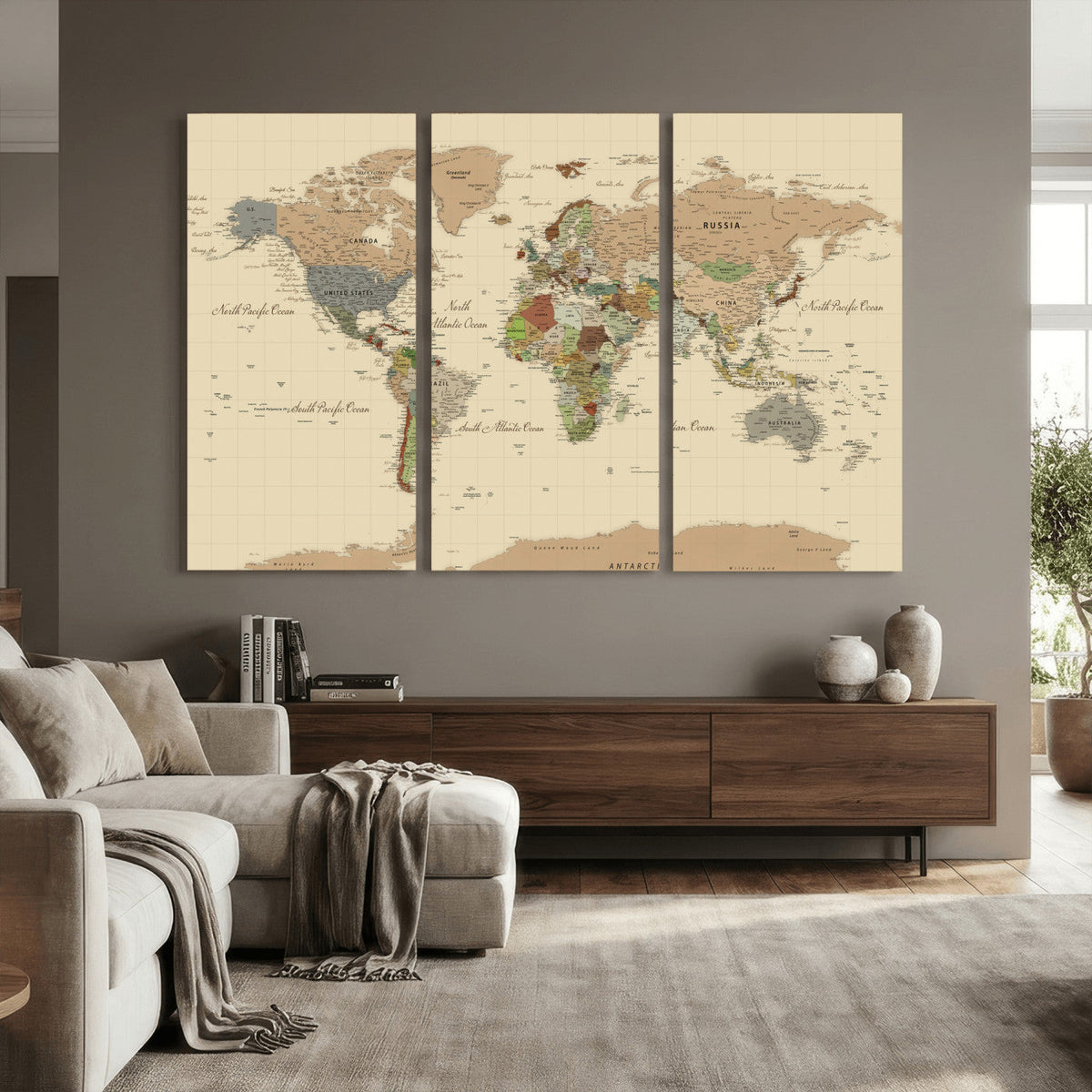 Extra Large World Map Canvas Print – Detailed Map of the