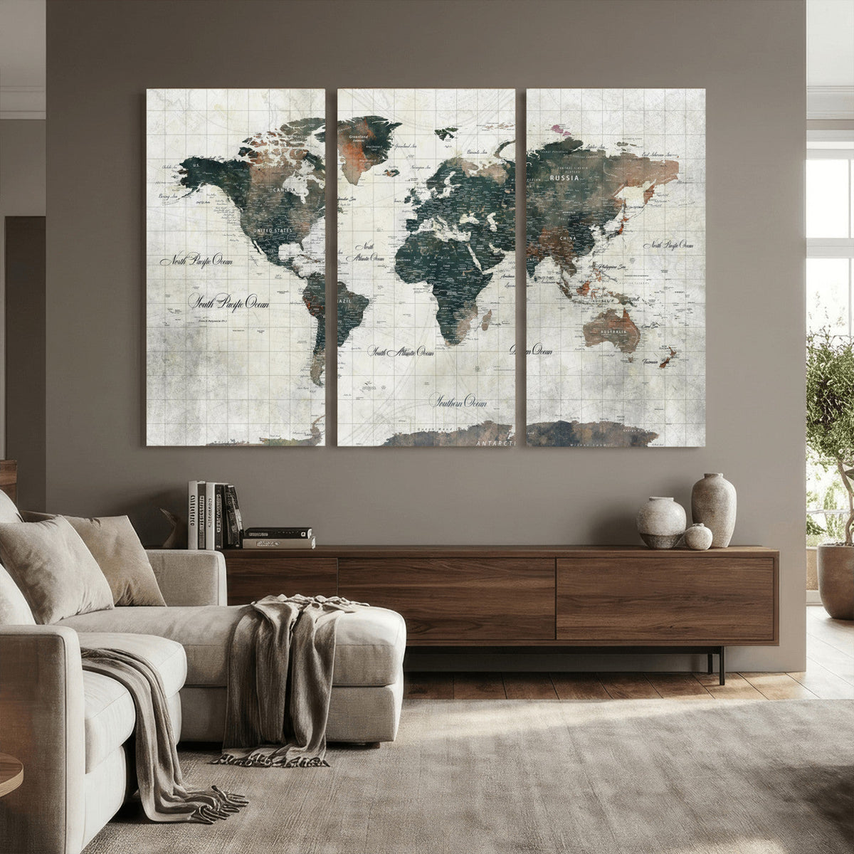 World Map Canvas Print – Framed Travel Map Wall Art for
